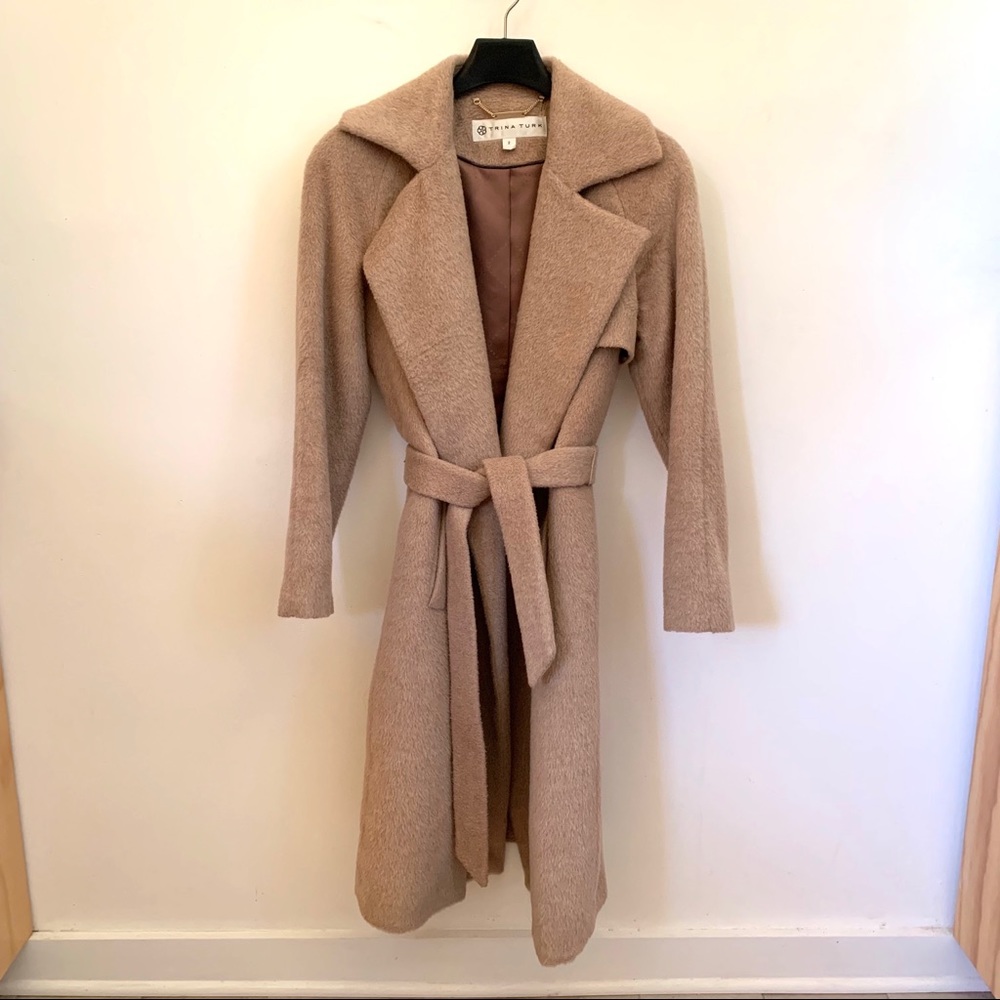 Trina Turk wool winter long coat in camel